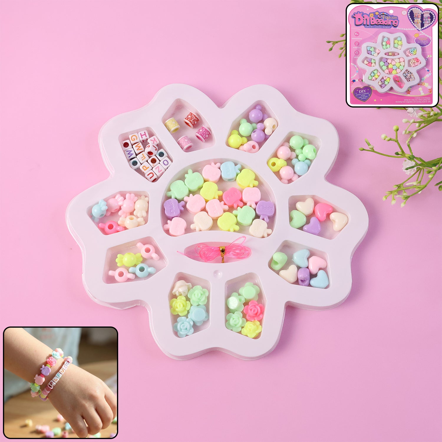 Kids-DIY-Jewellery-Making-Beads-Set-01.jpg DIY Beading Jewellery Making Kit for Kids (1 Set) - Image 1