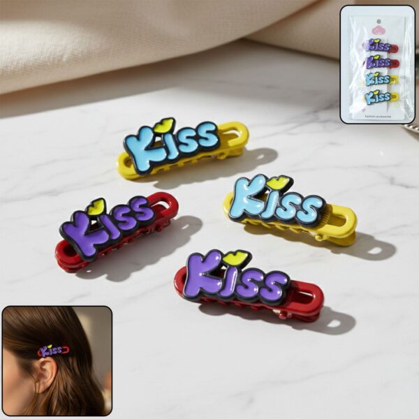 Decorative Kiss Text Hair Clip Set