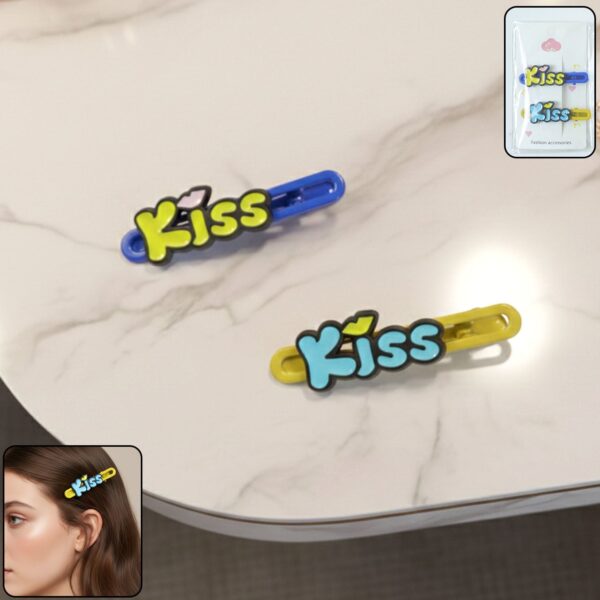 Cute "Kiss" Text Hair Clip Set