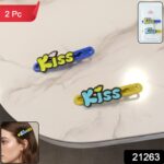 Cute “Kiss” Text Hair Clip Set (2 Pc) - Image 2