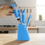 Stainless Steel Knife & Peeler Set with Stand - 6 Pcs - Image 4