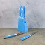 Stainless Steel Knife & Peeler Set with Stand - 6 Pcs - Image 6