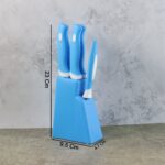 Stainless Steel Knife & Peeler Set with Stand - 6 Pcs - Image 7