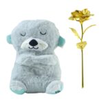Teddy Bear with Artificial Golden Rose Flower Gift Set (2 Pc) - Image 5