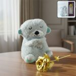 Teddy Bear with Artificial Golden Rose Flower Gift Set (2 Pc)