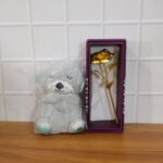Teddy Bear with Artificial Golden Rose Flower Gift Set (2 Pc) - Image 7