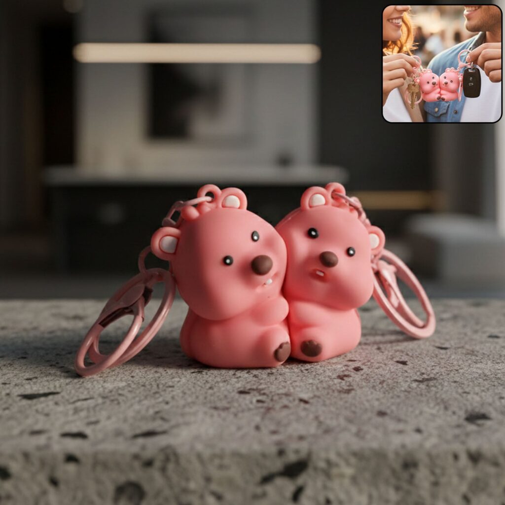 Cute Couple Bear Shape Keychain Set