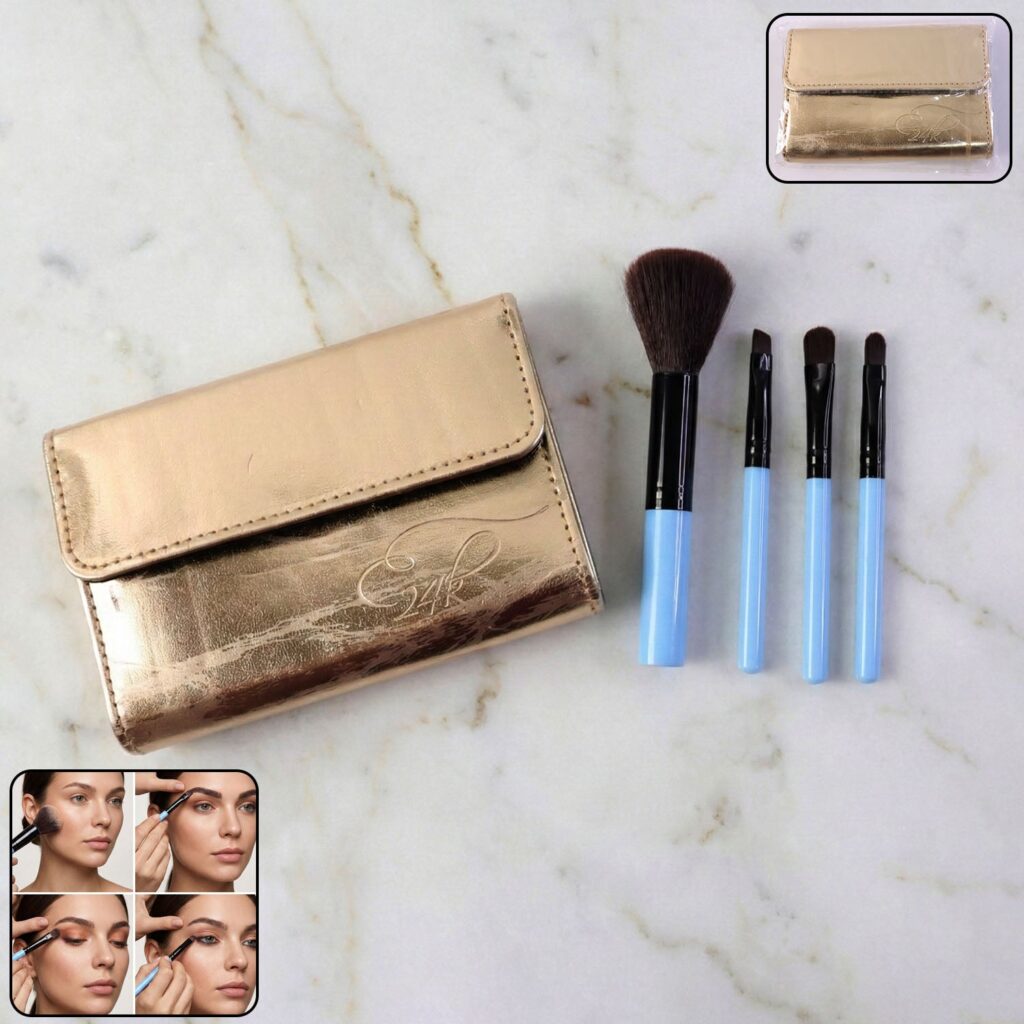 4-in-1 Professional Makeup Brush Set with Storage Pouch