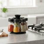8 in 1 Revolving Plastic Spice Rack Set with Rotating Stand - Image 4