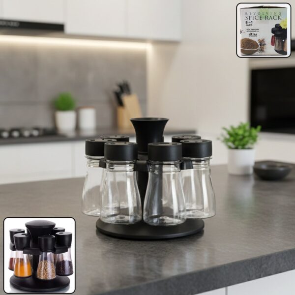 8 in 1 Revolving Plastic Spice Rack Set