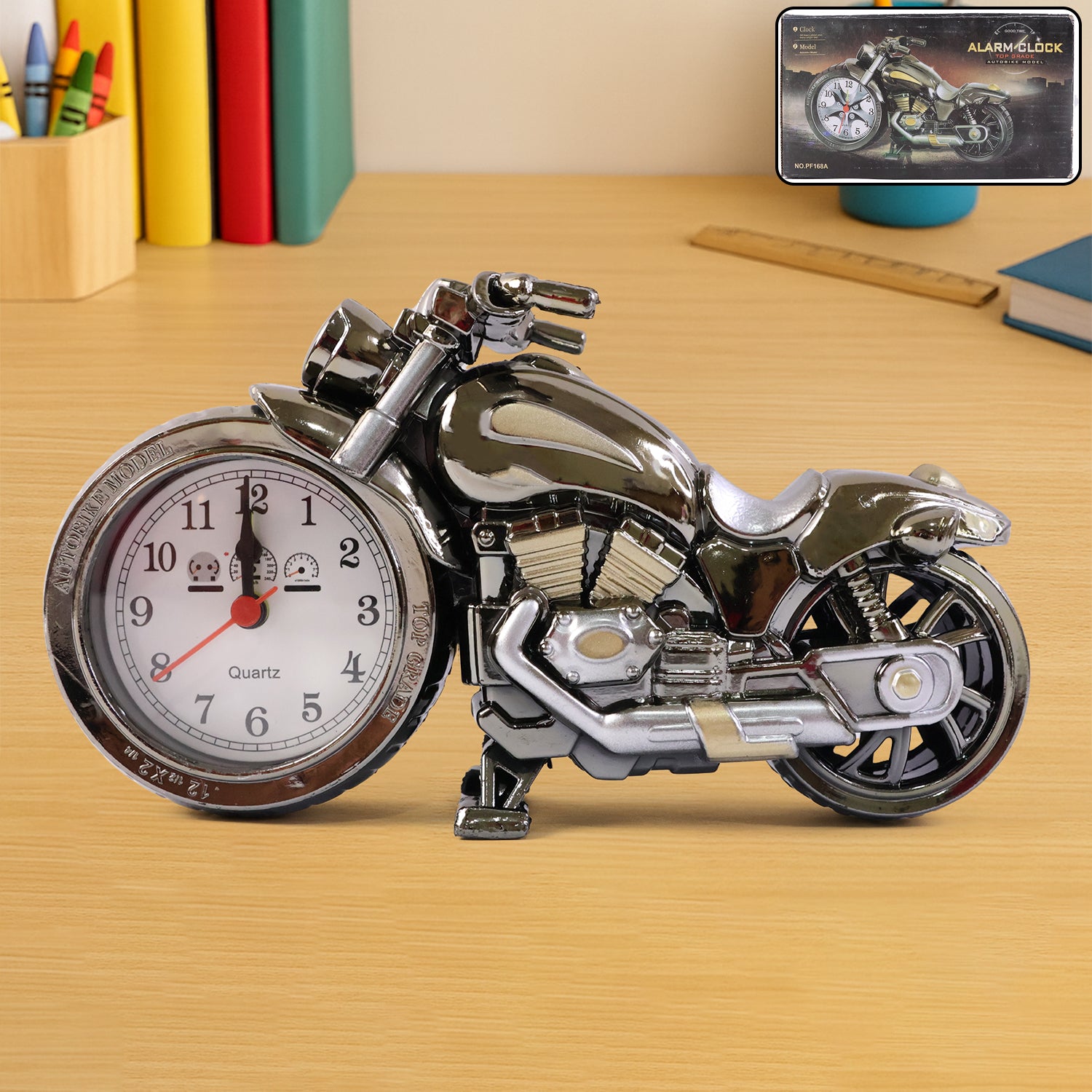 Motorcycle-Alarm-Clock-01.jpg Motorcycle Alarm Clock, Motor Table Clock for Home Decor (1 Pc) - Image 1