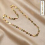 Traditional Gold-Tone Coin Beaded Necklace with Multicolor Accent Beads (1Pc)