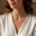 Elegant Gold-Tone Oval Bead Necklace Chain for Women (1 Pc) - Image 3