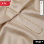Elegant Pearl Beaded Long Necklace with Gold-Tone Link Chain (1Pc) - Image 2