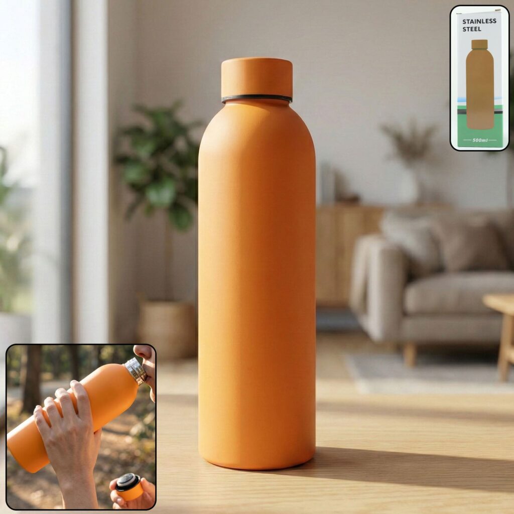 Orange Stainless Steel Double Wall Vacuum-Insulated Water Bottle