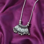 Oxidised Silver Finish Floral Chandelier Pendant Necklace (1 Pc) - Image 3