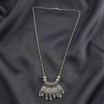 Oxidised Silver Finish Floral Chandelier Pendant Necklace (1 Pc) - Image 6