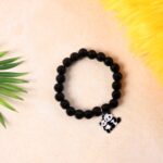 Premium Black Beaded Stretch Bracelet with Cute Panda Charm (1 Pc) - Image 3