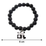 Premium Black Beaded Stretch Bracelet with Cute Panda Charm (1 Pc) - Image 4