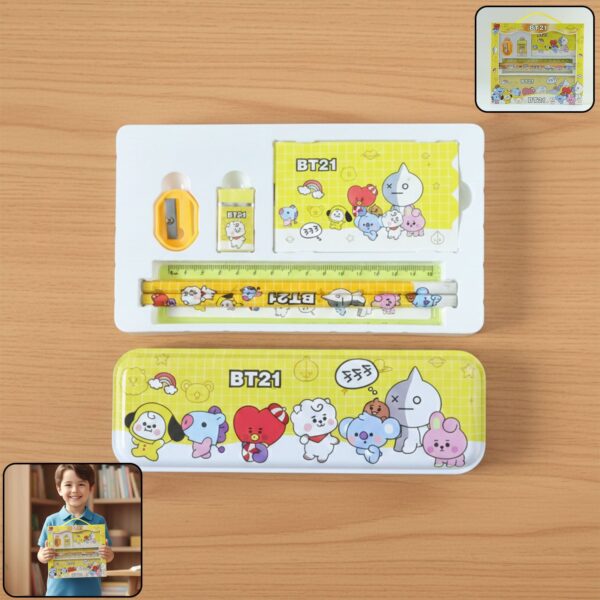 Cartoon printed pencil box stationery set for kids