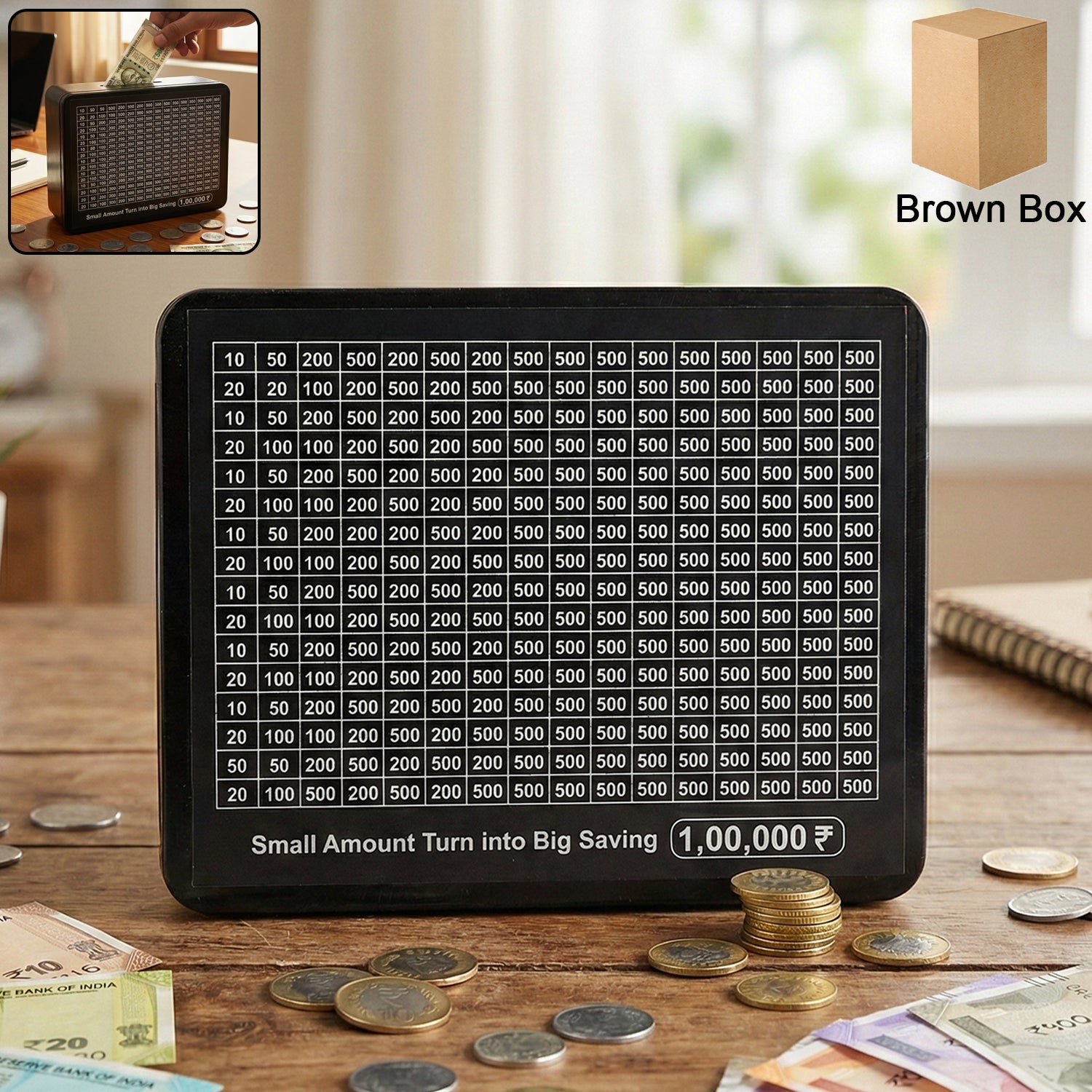 Reusable Money Saving Challenge Board with Black Gel Pen