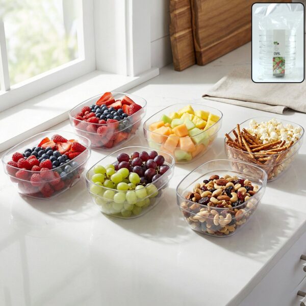 Multipurpose Transparent Oval Serving and Storage Bowls Set