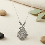 Elegant Peacock Design Oxidised Silver Finish Pendant Necklace (1 Pc) - Image 3