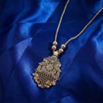 Oxidized Silver Finish Floral Motif Statement Pendant Necklace (1 Pc) - Image 3