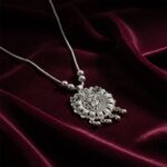 Antique Silver-Tone Oxidized Floral Medallion Pendant Necklace (1 Pc) - Image 7