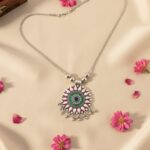 Antique Silver-Tone Oxidized Circular Enamel Pendant Necklace (1 Pc) - Image 6