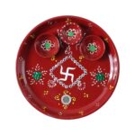 Hand-Painted Decorative Pooja Thali with Ganesha Motif and Diyas - Image 5