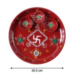 Hand-Painted Decorative Pooja Thali with Ganesha Motif and Diyas - Image 6