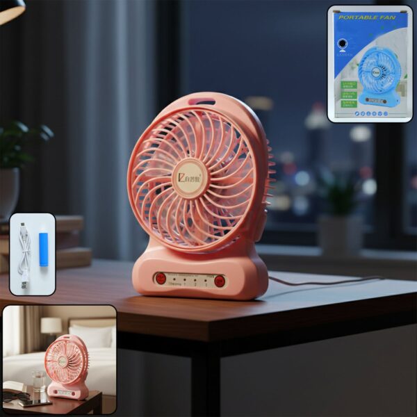 Portable USB Rechargeable Desk Fan (1 Pc)