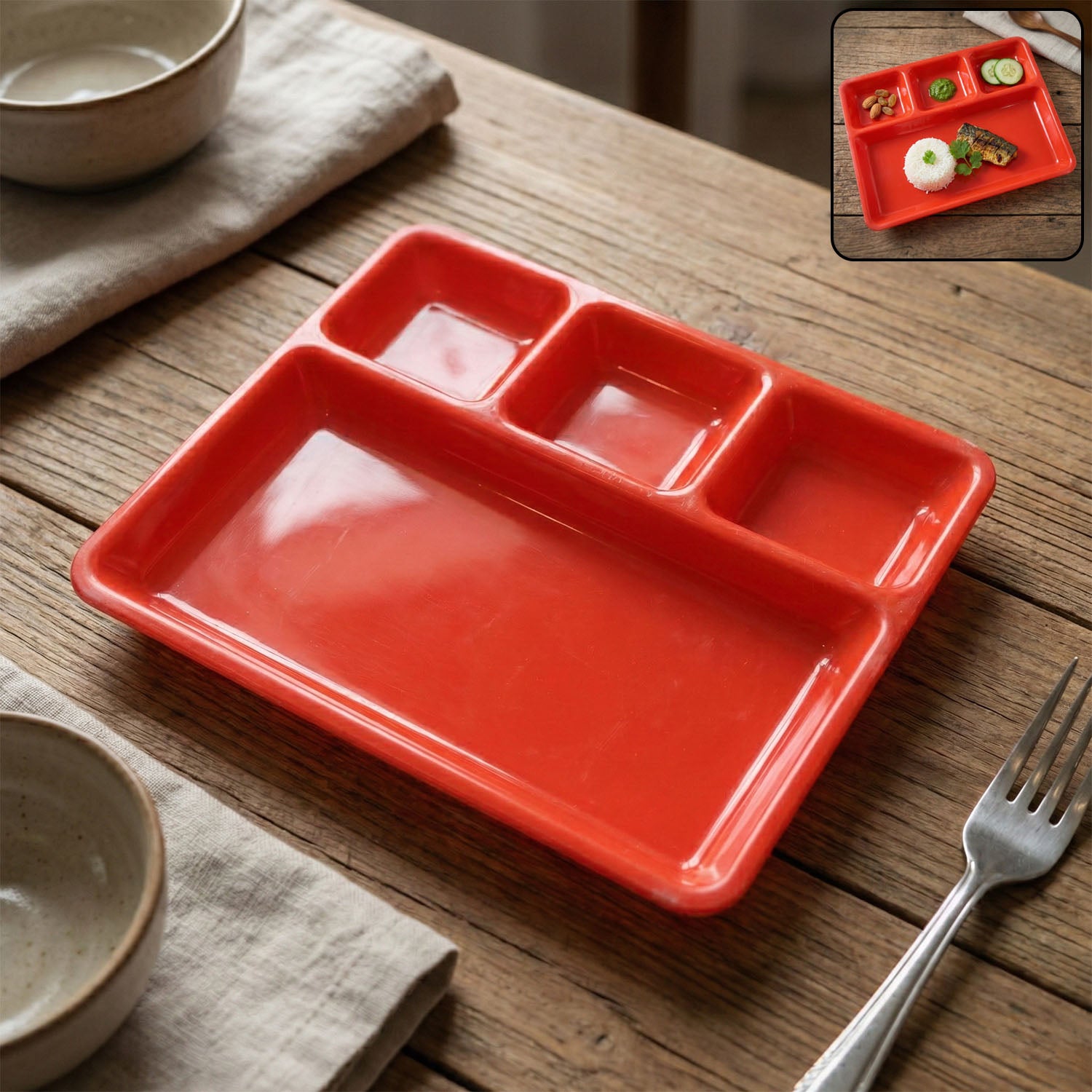 REdServing-WOSKU-01.jpg 32 × 25 Cm Multipurpose Compartment Serving Tray (1 Pc) - Image 1