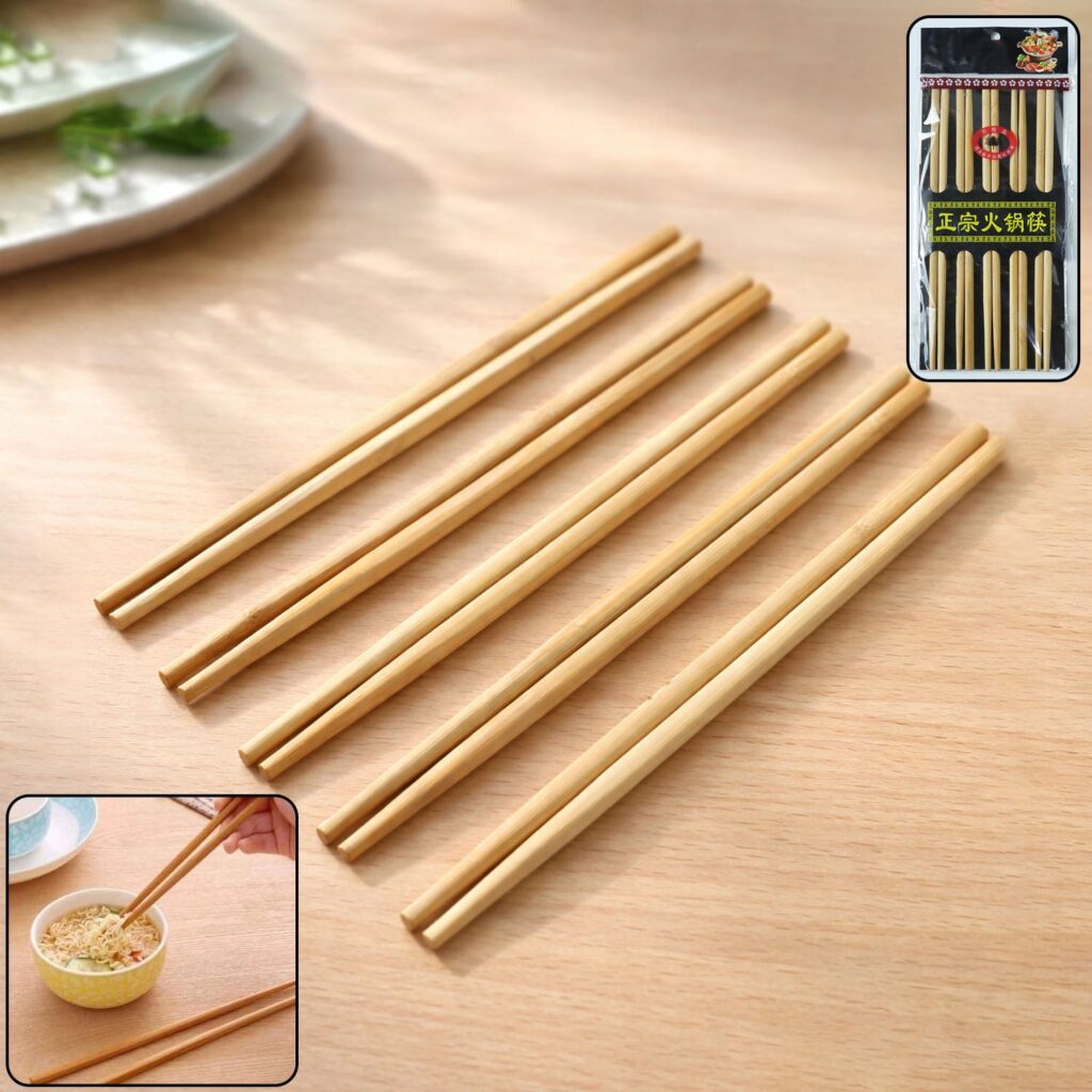 Set of 5 Pairs of Reusable Bamboo Chopsticks