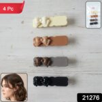 Elegant Bow Design Hair Clips Set (4 Pc) - Image 2