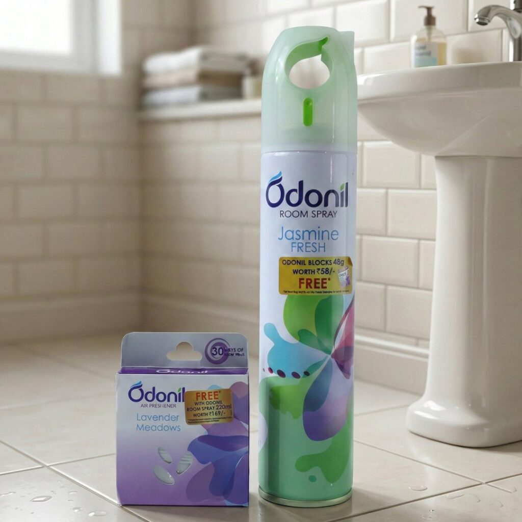 Odonil Room Spray and Air Freshener Blocks Combo Set