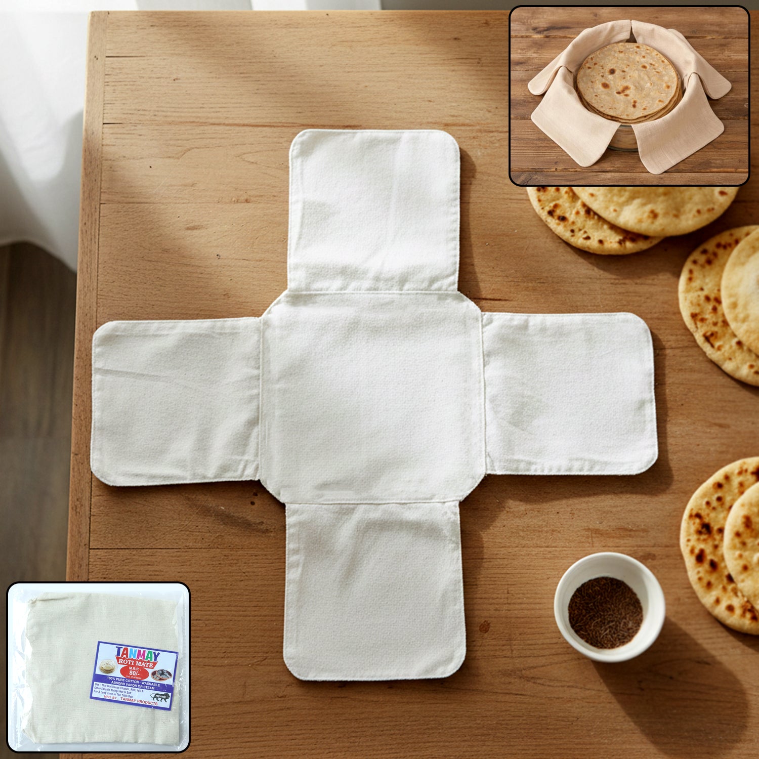 Roti-Mate-01.jpg Pure Cotton Roti Mate Cloth Round Roti Cover