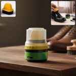 Black Shoe Polish Cream with Built-in Sponge Applicator