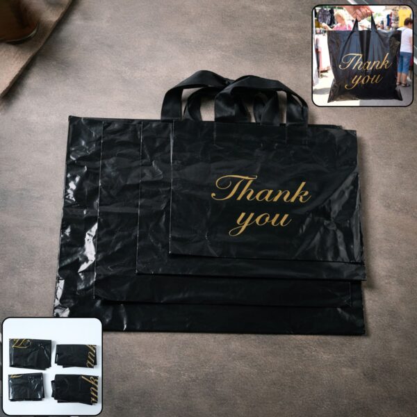 Black Thank You Printed Carry Bags Mix Size Set