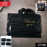black thank you printed carry bags mix size (4 Pc Set) - Image 2