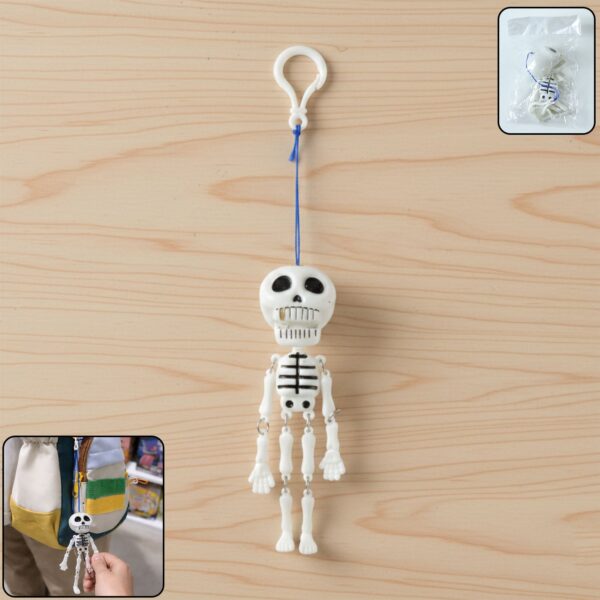 Hanging Skeleton Doll Keychain with Clip Hook