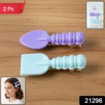 Cute Mini Spade & Leaf Shape Hair Clip Set (2 Pc) - Image 2