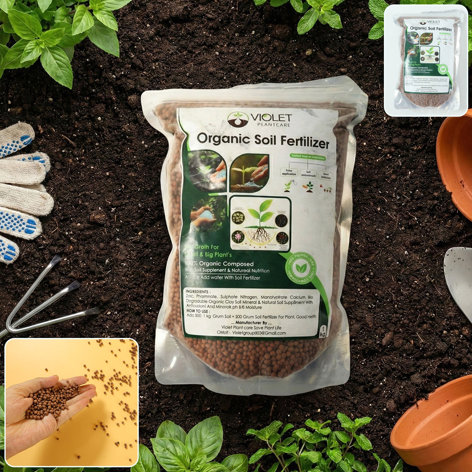 Red Organic Soil Fertilizer Granules for Plants