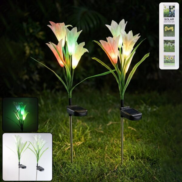 Solar Garden Flower Lights - (2Pc Set)