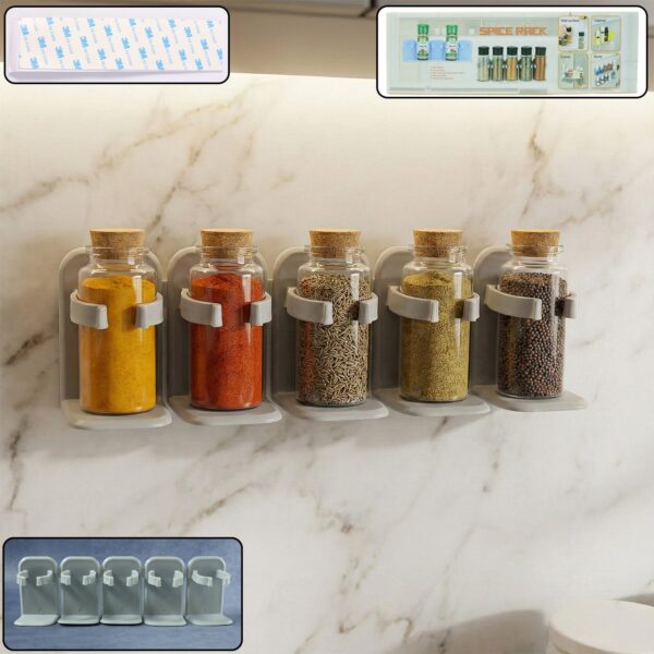 Wall-Mounted Adjustable Spice Rack Organizer