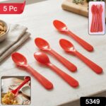 Food Plastic Spoon Set Table Spoon Tea Spoon Coffee Spoon  Heat Resistant 5 Pc - Image 2