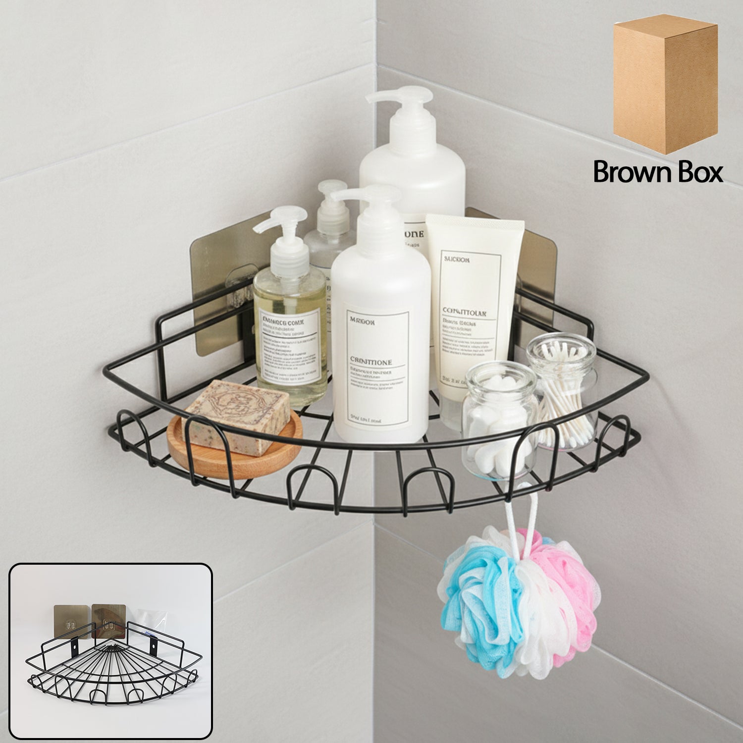Wall-Mounted Corner Bathroom Storage Rack