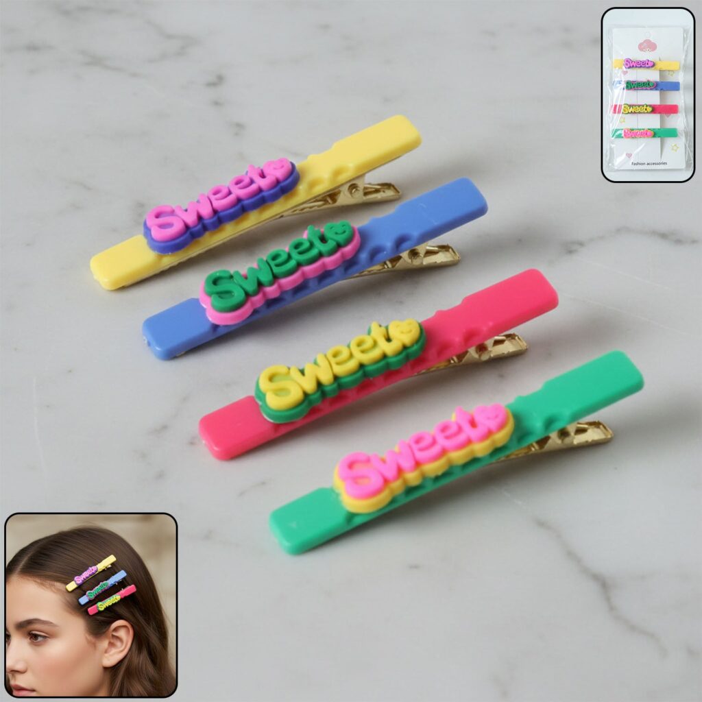 Sweet Text Decorative Hair Clip Set for Girls
