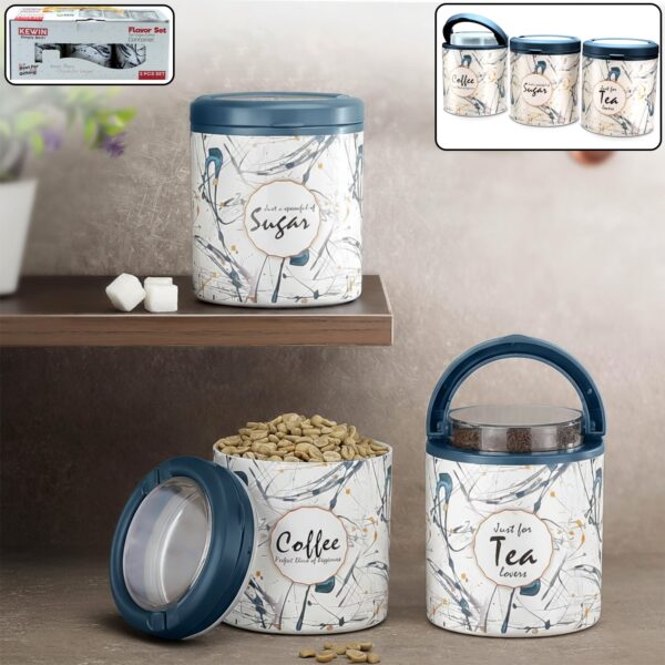 Multipurpose Plastic Tea Coffee Sugar Storage Container (3 Pc Set)